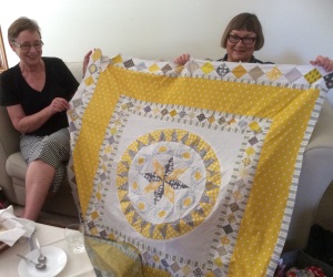 Sue's yellow and grey Museum Quilt 2014